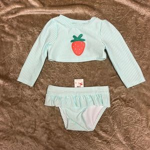 NWT size 12 months baby/toddler long sleeve bikini blue & white Cat & Jack